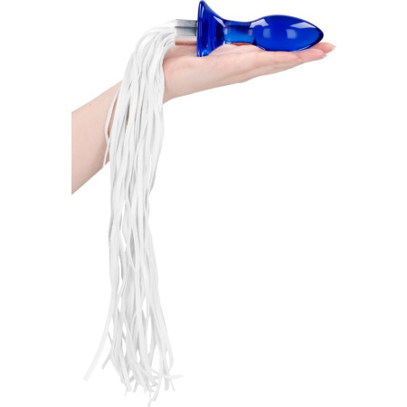 Plug in vetro con flogger Chrystalino Tail - Blue