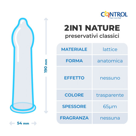 Control 2in1 Nature: preservativi classici con lubrificante Control Pleasure