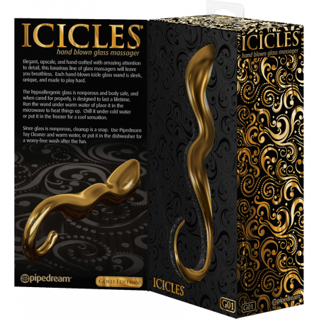 Pipedream Icicles G01 Gold Edition - dildo in vetro