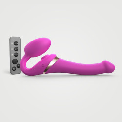 Strapon vibrante con succhiaclitoride Strap-on-me Multi Orgasm Bendable Strap-On Fucsia